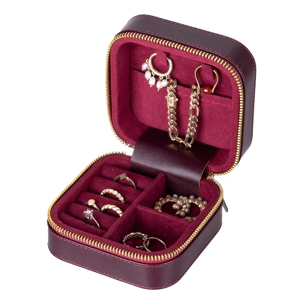 Kate Deri Mücevher Kutusu Orta Boy-BORDO - Resim 3