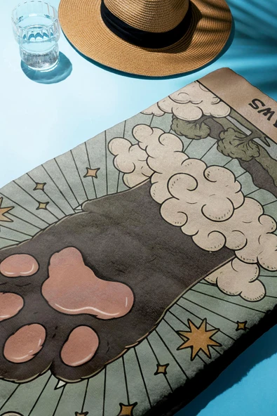 Dijital Baskı Plaj Deniz Havlusu Pati Desenli Peştamal HVL0077 RENKLİ 80 X 160 - Resim 2