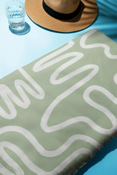 Dijital Baskı Plaj Deniz Havlusu Soyut Desenli Peştamal HVL0209 RENKLİ 80 X 160 - Resim 2