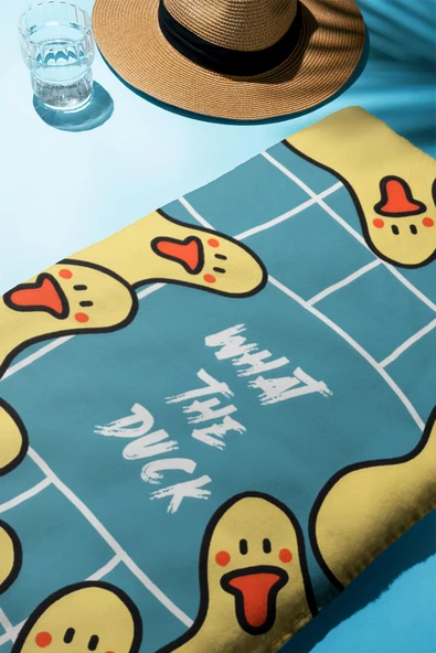 Dijital Baskı Plaj Deniz Havlusu Ördek Desenli Peştamal HVL0022 RENKLİ 80 X 160 - Resim 2