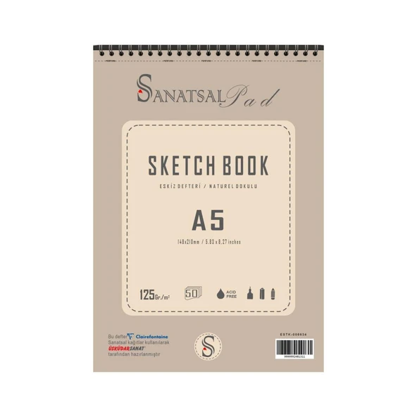 Sanatsal Pad Sketchbook Eskiz Defteri A5 125gr 50 Yaprak Spiralli ürün görseli 1