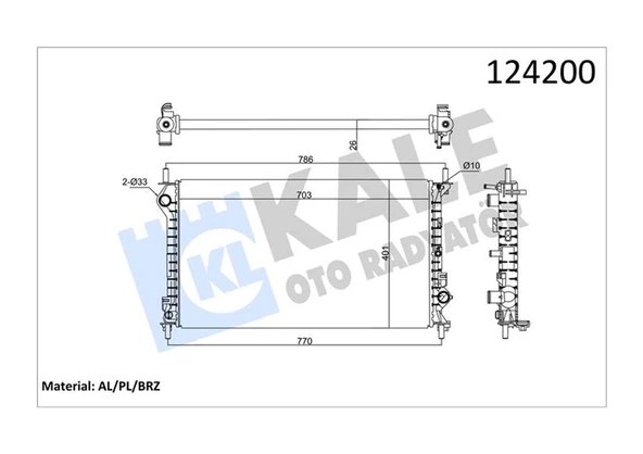 KALE 0224291AB MOTOR SU RADYATORU CONNECT 1.8TDCI 75PS 90PS 110PS 02>KLIMALI 1 SIRA ALB 2T148005CC ürün görseli 1