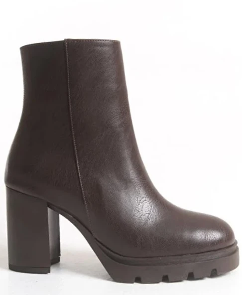 Feles Kalın Topuklu Oval Burun Kadın Bot - Resim 7