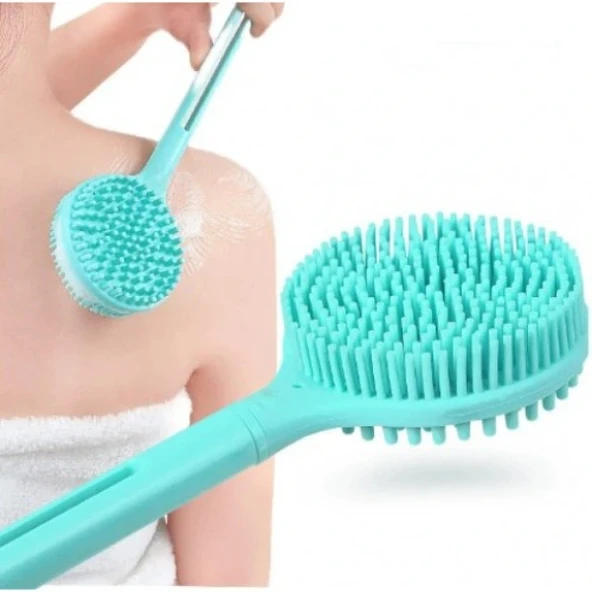 Çift Taraflı Silikon Uzun Saplı Banyo Fırçası ürün görseli 1
