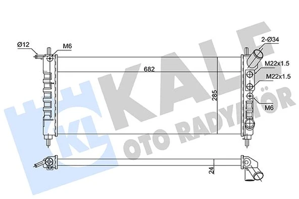 KALE 363260 SU RADYATÖRÜ OPEL CORSA B 1.0İ 12V 93<00 MT MEKANİK 682X285X24 1300174-1300192-1300205-6300023 ürün görseli 1