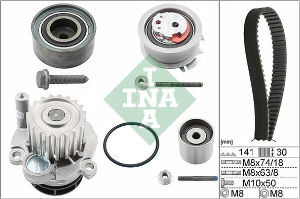 INA 530040530 DEVİRDAİMLİ TRİGER SETİ PASSAT-JETTA-GOLF5-OCTAVIA-TOLEDO-A3-A6 2.0 TDI 04-06 BKP-BKD-BRE-BLB-BMR 03G198119-03G198119B-03G198119D ürün görseli 1
