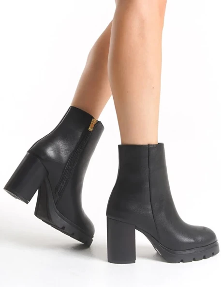 Feles Kalın Topuklu Oval Burun Kadın Bot - Resim 4