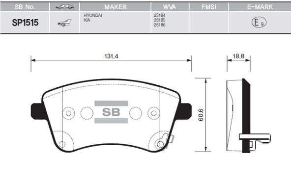 SANGSIN SP1515 BALATA ÖN DİSK KIA VENGA 1.4-1.6 CRDI 10 > GDB3509 581011PA00-WVA25184-WVA25185 ürün görseli 1