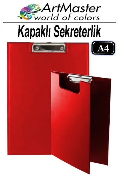A4 Kırmızı Kapaklı Sekreterlik 1 Adet Renkli Klipsli Metal Mekanizmalı 80 Yaprak Kapasiteli Ofis Büro ürün görseli 1