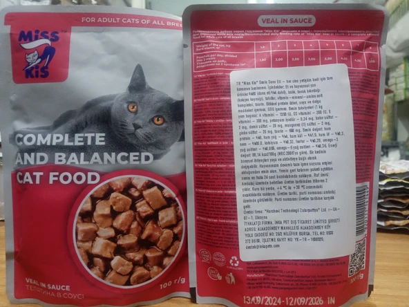 Miss Kis Kedi Yaş Mama Parça Soslu Dana Etli 100 GRAM X 10 Adet ürün görseli 1