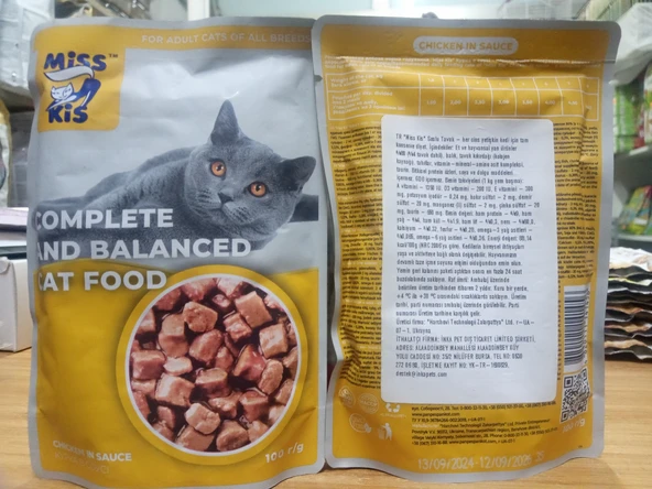 Miss Kis Sos İçinde  Tavuklu Kedi Yaş Mama 100 Gram X 10 Adet ürün görseli 1