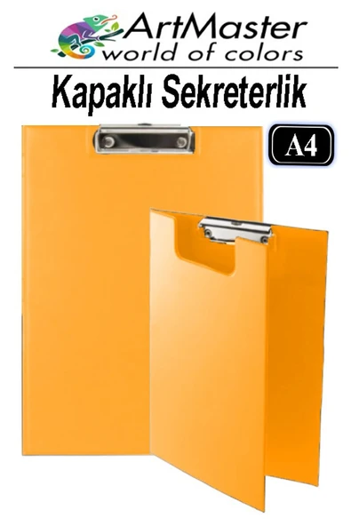 A4 Turuncu Kapaklı Sekreterlik 1 Adet Renkli Klipsli Metal Mekanizmalı 80 Yaprak Kapasiteli Ofis Büro ürün görseli 1