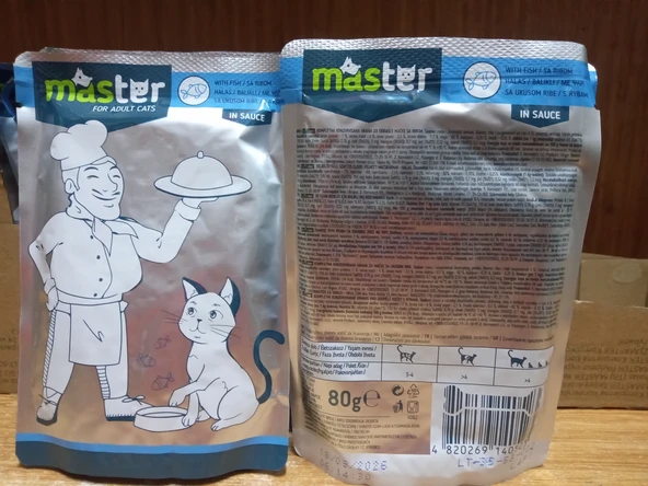 MASTER SOS İÇİNDE BALIKLI KEDİ YAŞ MAMA 80 GRAM X 10 ADET ürün görseli 1