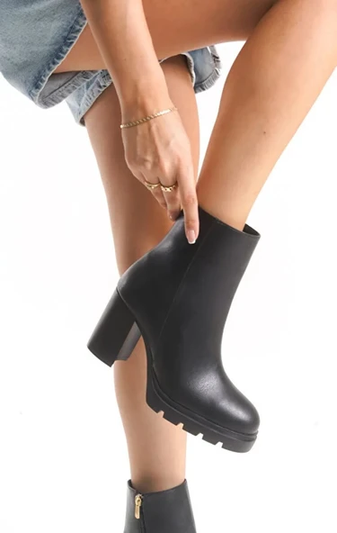 Feles Kalın Topuklu Oval Burun Kadın Bot - Resim 2