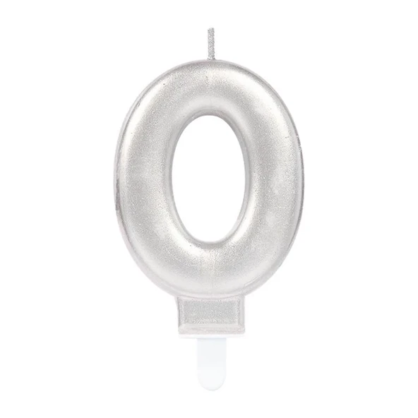 0 Rakam Mum Gümüş Renk ürün görseli 1