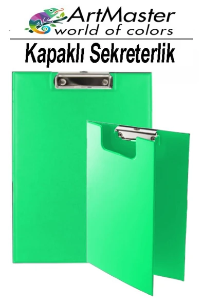 A5 Yeşil Kapaklı Sekreterlik 1 Adet Renkli Klipsli Metal Mekanizmalı 80 Yaprak Kapasiteli Ofis Büro ürün görseli 1