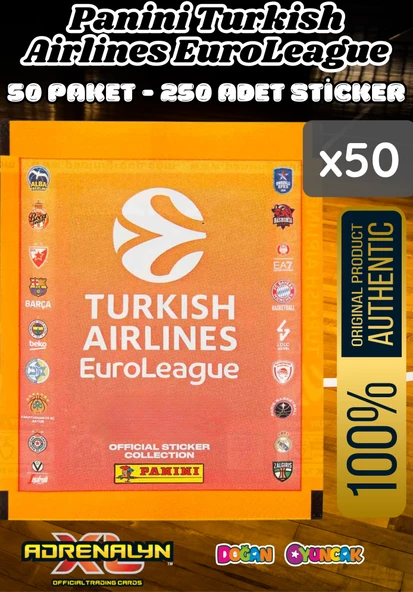 Turkish Airlines Euroleague Çıkartma Paketi (50 Paket) - Basketbol EuroLeague Sticker Çıkarmaları Panini Basketbol ürün görseli 1