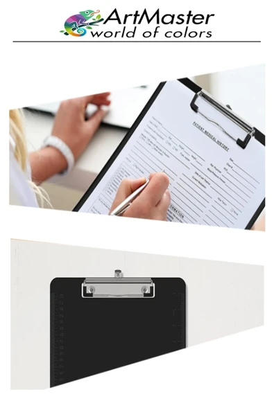 A5 Açık Mavi Kapaklı Sekreterlik 1 Adet Renkli Klipsli Metal Mekanizmalı 80 Yaprak Kapasiteli Ofis Büro - Resim 3