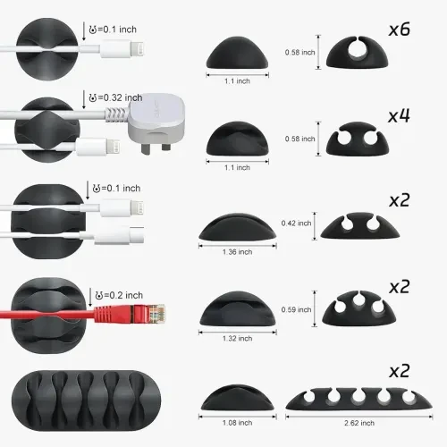 16'lı Çok Kanallı Yapışkanlı Kablo Sabitleyici Seti - Resim 5
