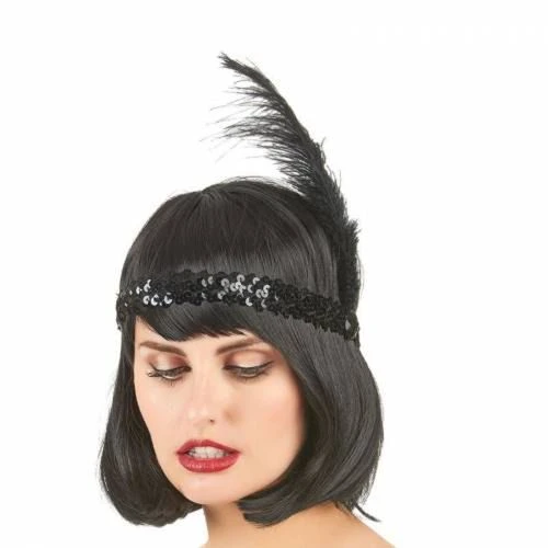 Yılbaşı Saç Tüyü Saç Bandı Siyah Renk - Resim 3