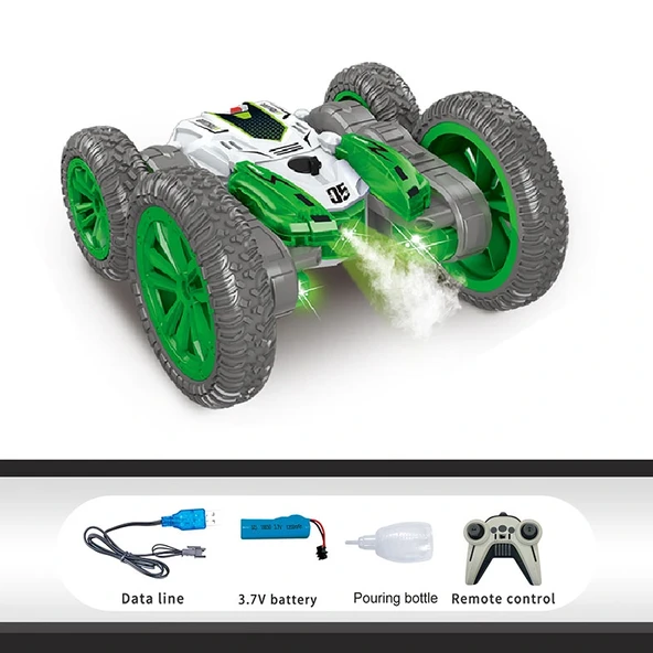 Atomizing Style Uzaktan Kumandalı Akrobatik Araba Yeşil - Işıklı Buharlı Araba - Akrobasi Arabası - Resim 2