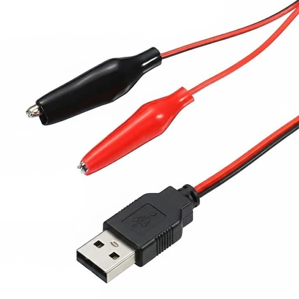 Powermaster PM-28657 USB Erkek - Küçük Krokodil Uçlu 5V 2A Test Kablosu 60 CM - Resim 2