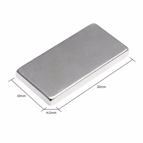 100 Adet 20x10x2 Mm Neodyum Mıknatıs Köşeli Magnet N35 Nikel Kaplama Güçlü Kaliteli Dayanıklı - Resim 5