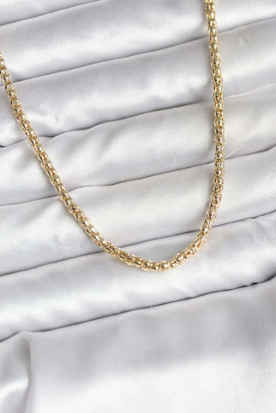 14K Gold Renk Kaplama Boru Zincir Model CM Kadın Kolye - TJ-BKO10740 ürün görseli 1