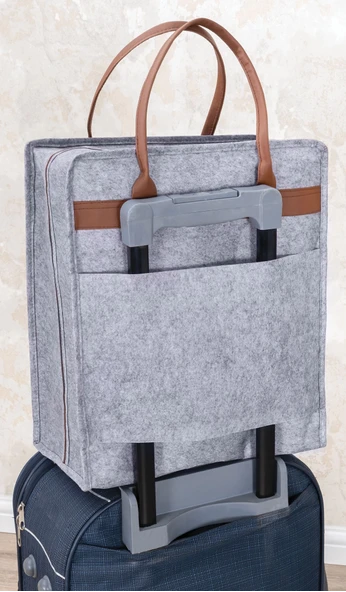 Deri Kulplu Ayakkabı Seyahat Çantası 04263 - Resim 6