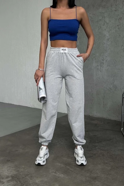 Rahatlığın Şıklığı Tarz Gri Paçası Lastikli Eşofman Altı - Resim 6