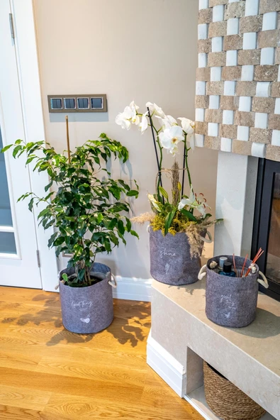 Kulplu Yuvarlak Düzenleyici Çok Amaçlı Kolay Taşınabilen Organizer Keçe Sepet (mini) 03662 - Resim 3