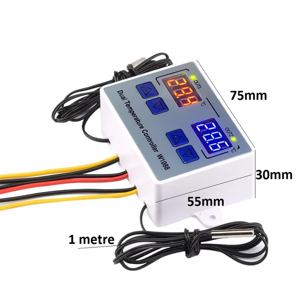 Yate10 W1088 AC 220V 10A Çift Kontrollü Termostat - Resim 4