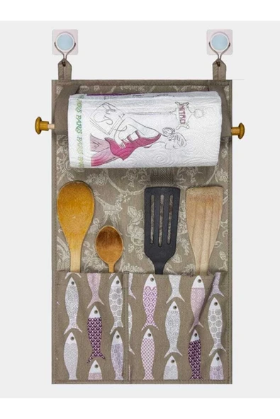 Çok Amaçlı Ahşap Kulplu Mutfak Peçete Askılığı Ve Kaşıklık - Resim 2