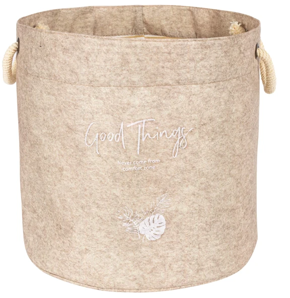 Kulplu Yuvarlak Düzenleyici Çok Amaçlı Kolay Taşınabilen Organizer Keçe Sepet (mega) 03648 - Resim 5