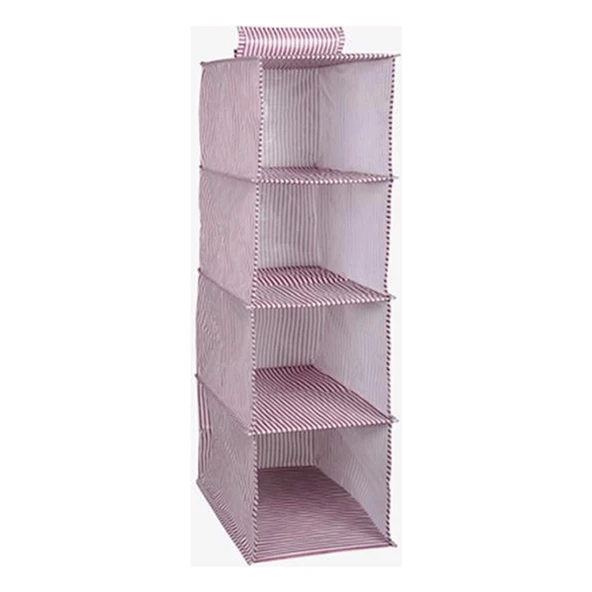 Dolap İçi Düzenleyici Katlanabilir Çok Amaçlı 4 Bölmeli Çizgili Bez Organizer (siyah) - Resim 5
