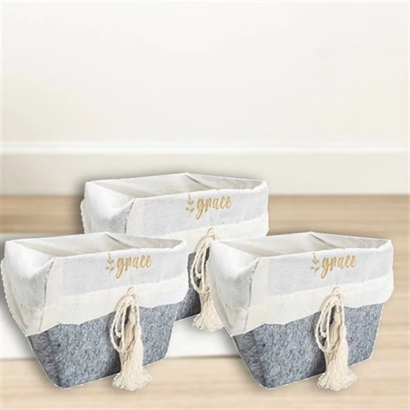 Çok Amaçlı Saklama Organizer Kutu Kare Keçe Sepet (mini) - 03433 - Resim 4