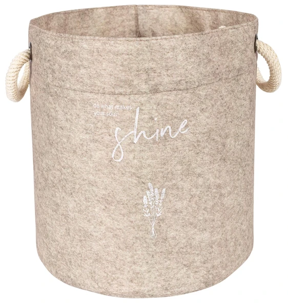 Kulplu Yuvarlak Düzenleyici Çok Amaçlı Kolay Taşınabilen Organizer Keçe Sepet (maxi) 03655 - Resim 5