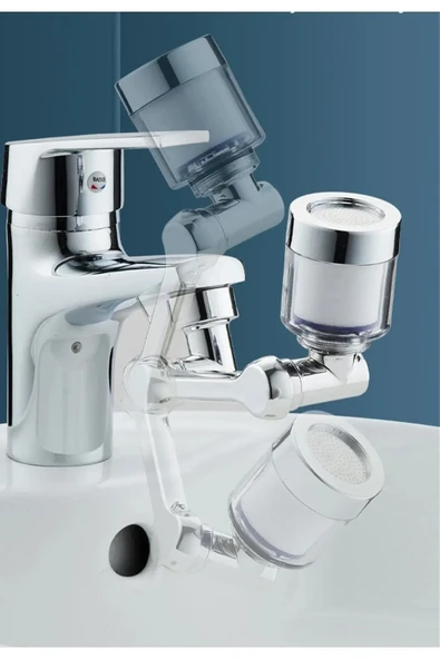 1080 ° Derece Dönebilen Filtreli Lavabo Musluk Başlığı - Resim 2