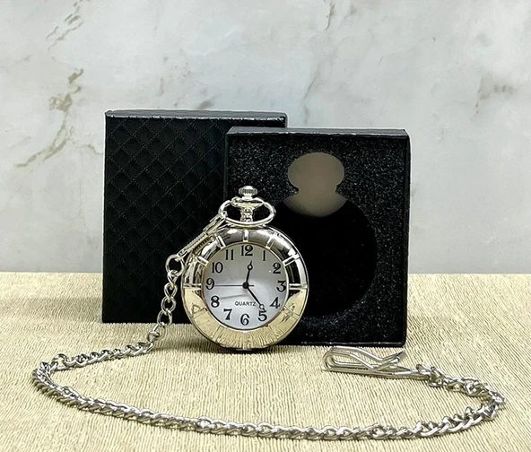 Özel Kutulu Gümüş Köstekli Saat Alk4685 ürün görseli 1