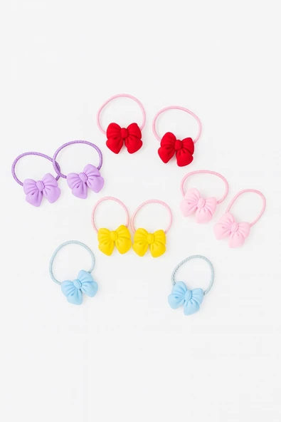 Fiyonklu Kız Çocuk Lastikli Toka 5 Çift - Resim 3