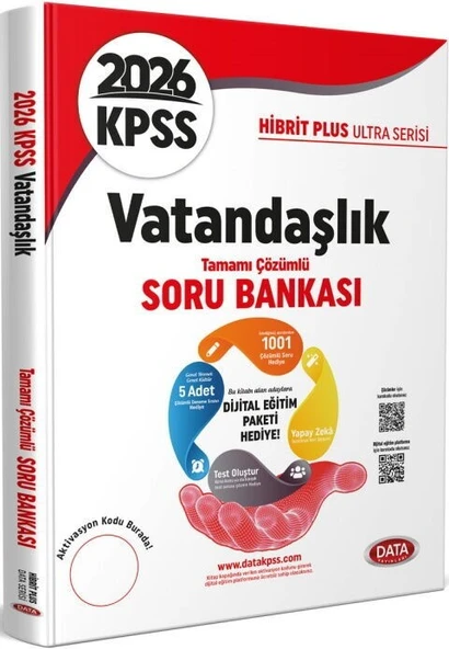 2026 KPSS Vatandaşlık Hibrit Plus Ultra Serisi Karekod Çözümlü Soru Bankası Data Yayınları ürün görseli 1