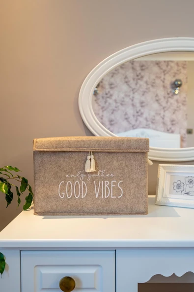 Kapaklı Püskül Detaylı Düzenleyici Çok Amaçlı Organizer Keçe Sepet (mini) - 03495 - Resim 2