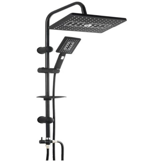 Lüks Robot Duş Seti Mat Siyah Dikdörtgen | Çok Fonksiyonlu Yağmur Robot Duş Sistemi Siyah ürün görseli 1