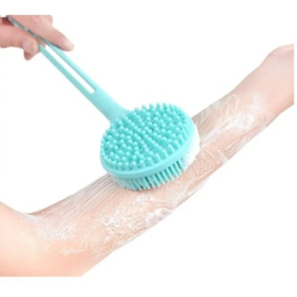 Çift Taraflı Silikon Uzun Saplı Banyo Fırçası ürün görseli 1
