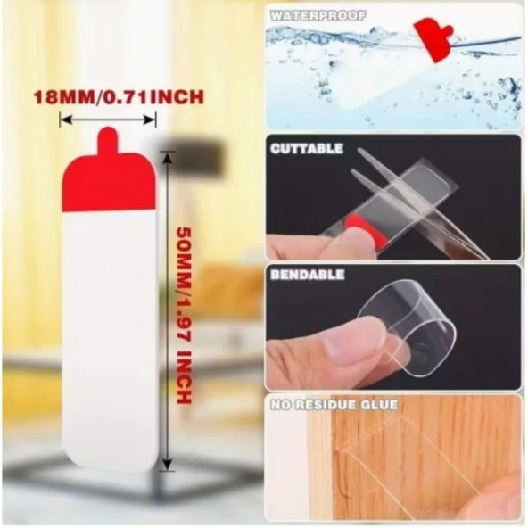 60 Parça Kolay Açılır Güçlü Çift Taraflı Bant 18mmx50mm ürün görseli 1