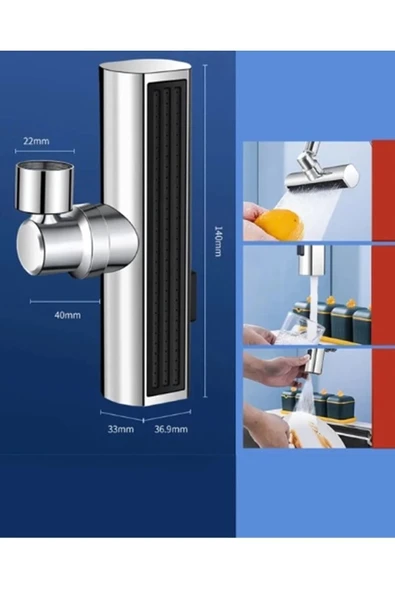 Krom Tasarruflu Şelale Musluk Başlığı 4 Modlu, Ayarlanabilir, Su Tasarrufu Sağlayan Pratik Başlık - Resim 3