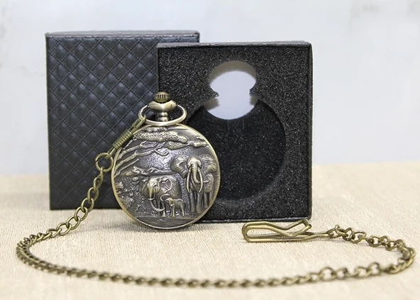 Özel Kutulu Antik Filli Köstekli Saat Alk4676 ürün görseli 1