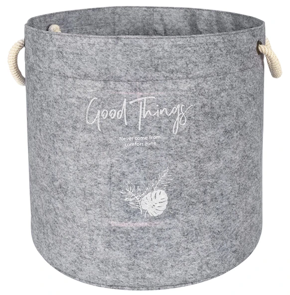 Kulplu Yuvarlak Düzenleyici Çok Amaçlı Kolay Taşınabilen Organizer Keçe Sepet (mega) 03648 - Resim 4