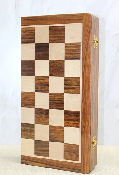 Mıknatıs Taşlı Ahşap Katlanabilir Kutulu Satranç Oyunu 40 Cm G225 - Resim 2