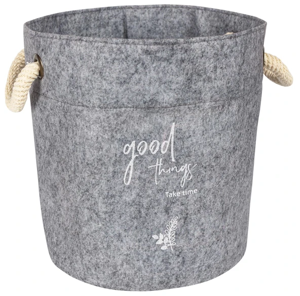 Kulplu Yuvarlak Düzenleyici Çok Amaçlı Kolay Taşınabilen Organizer Keçe Sepet (3'lü Set) - Resim 2